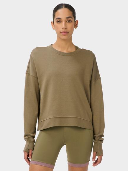 Sweaty Betty After Class Crop Sweatshirt, Khaki