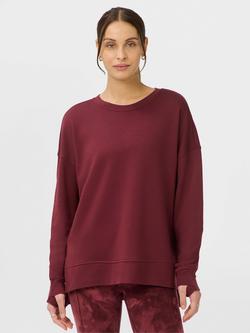 Sweaty Betty After Class Longline Sweatshirt containing TENCEL™ Modal, Merlot Red