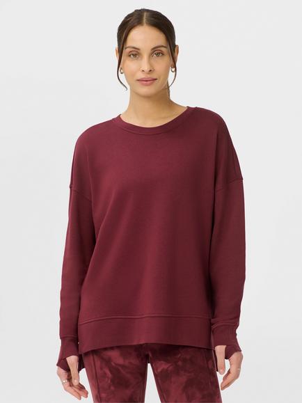 Sweaty Betty After Class Longline Sweatshirt containing TENCEL™ Modal, Merlot Red