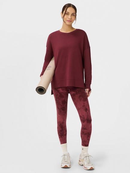Sweaty Betty After Class Longline Sweatshirt containing TENCEL™ Modal - view 2, Merlot Red