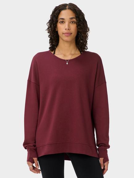 Sweaty Betty After Class Open Back Tie Sweatshirt containing TENCEL™ Modal, Merlot Red, Merlot Red