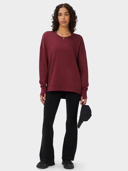 Sweaty Betty After Class Open Back Tie Sweatshirt containing TENCEL™ Modal, Merlot Red - view 2, Merlot Red