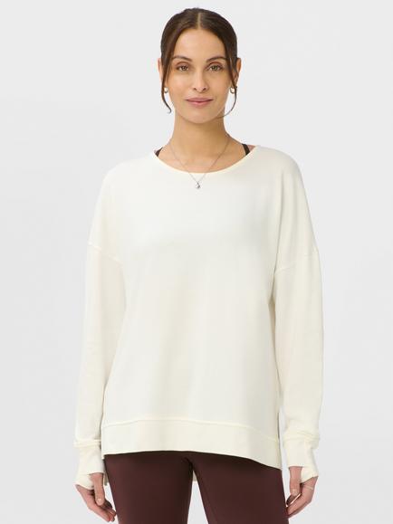 Sweaty Betty After Class Open Back Tie Sweatshirt containing TENCEL™ Modal, Dovewhite, Dovewhite