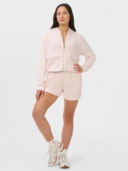 Sweaty Betty Sand Wash Cloudweight Zip Through Hoodie, Sun Dust Pink - view 2, Sun Dust Pink