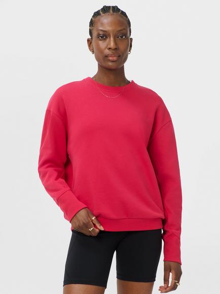 Sweaty Betty Revive Rib Cotton Rich Crew Neck Jumper, Crimson Red, Crimson Red