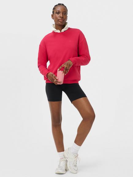 Sweaty Betty Revive Rib Cotton Rich Crew Neck Jumper, Crimson Red - view 2, Crimson Red