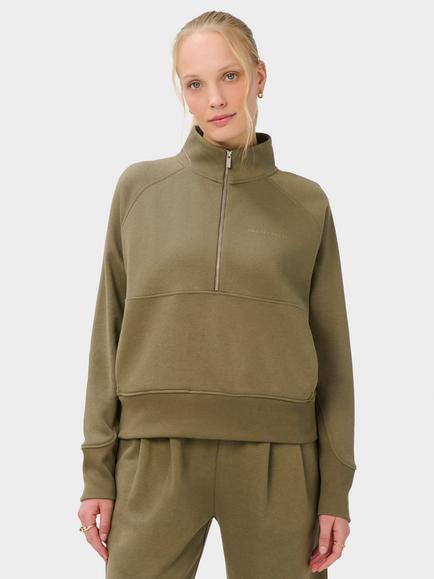 Sweaty Betty Revive Rib Mix Half Zip Sweatshirt, Khakibrown, Khakibrown