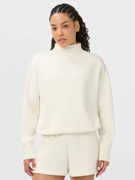 Sweaty Betty Revive Rib Mix Funnel Neck Jumper, Dovewhite, Dovewhite