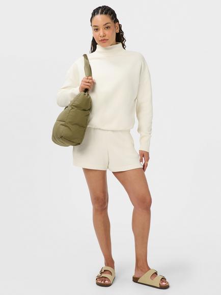 Sweaty Betty Revive Rib Mix Funnel Neck Jumper, Dovewhite - view 2, Dovewhite