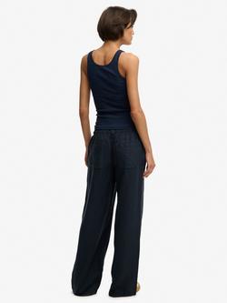 Superdry Low Rise Pure Linen Trousers - view 2, Eclipse Navy