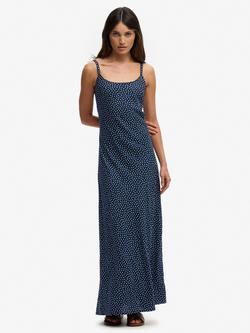 Superdry Printed Cami Maxi Dress, Navy Blue, Navy Blue