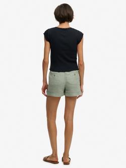 Superdry Mid Rise Linen Shorts - view 2, Light Jade Green