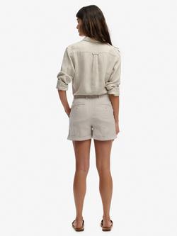 Superdry Mid Rise Linen Shorts - view 2, Light Stone Beige