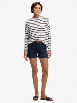 Superdry Mid Rise Linen Shorts, Eclipse Navy