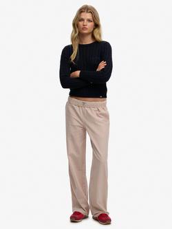 Superdry Cotton Stripe Elastic Trousers, Bordeaux Red, Bordeaux Red