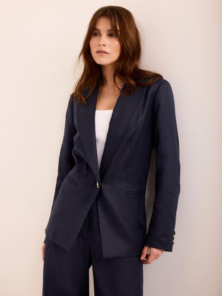 Mint Velvet Single Breasted Blazer, Blue Navy