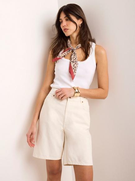 Mint Velvet Mid Length Cotton Shorts, White Ivory - view 2, White Ivory