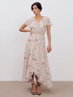 Ida Sjöstedt Caroline Floral Midi Dress, Cream/Multi, Cream/Multi