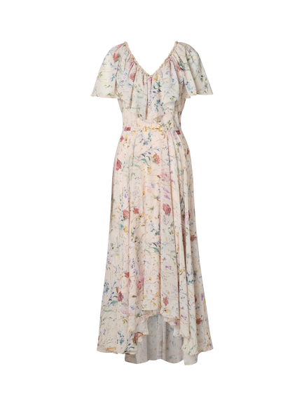 Ida Sjöstedt Caroline Floral Midi Dress, Cream/Multi - view 2, Cream/Multi