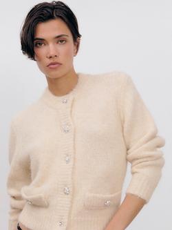 Ida Sjöstedt Kristin Jewel Button Cardigan, Cream, Cream