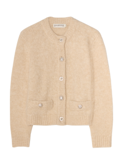 Ida Sjöstedt Kristin Jewel Button Cardigan, Cream - view 2, Cream