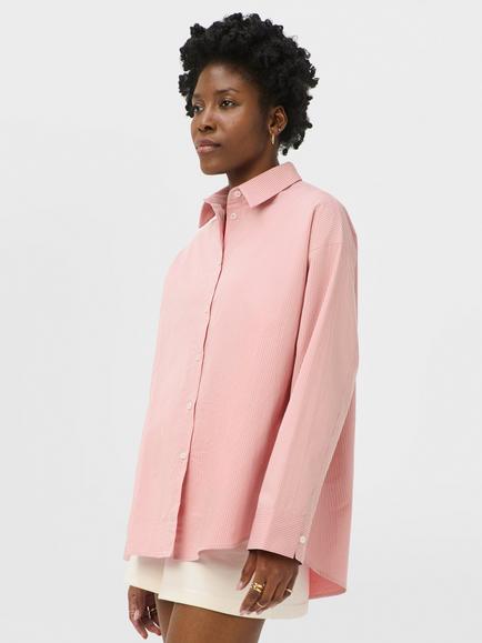 Sweaty Betty Summer Stripe Oversized Cotton Shirt, Melrose Pink/White