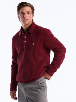 Original Penguin Zigzag Stitch Cotton Blend Knit Polo Shirt, Cabernet, Cabernet