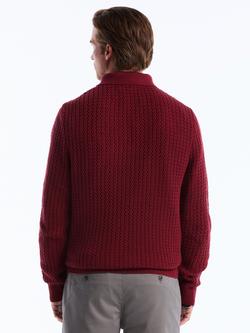 Original Penguin Zigzag Stitch Cotton Blend Knit Polo Shirt, Cabernet - view 2, Cabernet