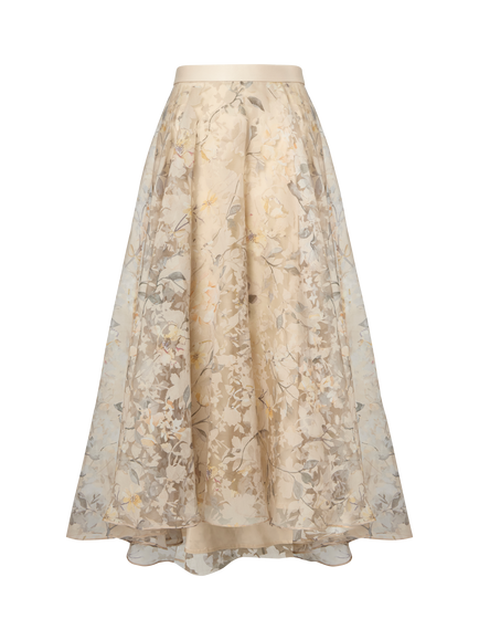Ida Sjöstedt Gardenia Floral Organza Skirt, Champagne - view 2, Champagne
