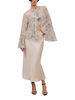 Ida Sjöstedt Cat Bias Cut Midi Skirt, Cream, Cream