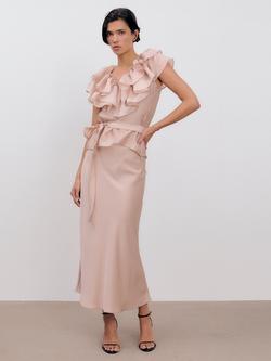 Ida Sjöstedt Eyra Tie Waist Ruffle Top, Pink