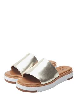 Moda in Pelle Kanzan Leather Slider Sandals, Gold - view 2, Gold