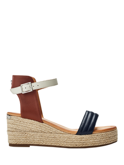 Moda in Pelle Kolanthia Raffia Wedge Heel Sandals, Navy, Navy