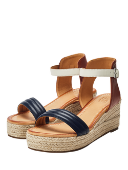 Moda in Pelle Kolanthia Raffia Wedge Heel Sandals, Navy - view 2, Navy