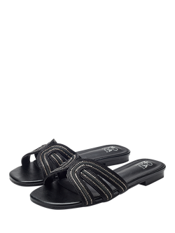 Moda in Pelle Nymph Embellished Slider Sandals - view 2, Black