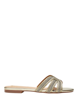 Moda in Pelle Nymph Embellished Slider Sandals, Gold