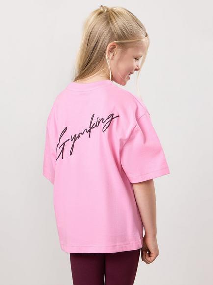 Gym King Kids' Short Sleeve Script T-Shirt, Candy Pink - view 2, Candy Pink
