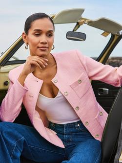 Sosandar Boucle Jacket, Pink - view 2, Pink