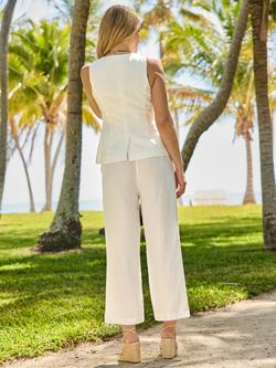 Sosandar Linen Rich Culottes, Ivory - view 2, Ivory