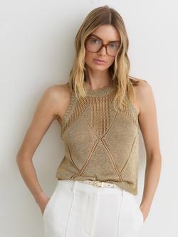 Reiss Maia Halterneck Cami, Gold, Gold
