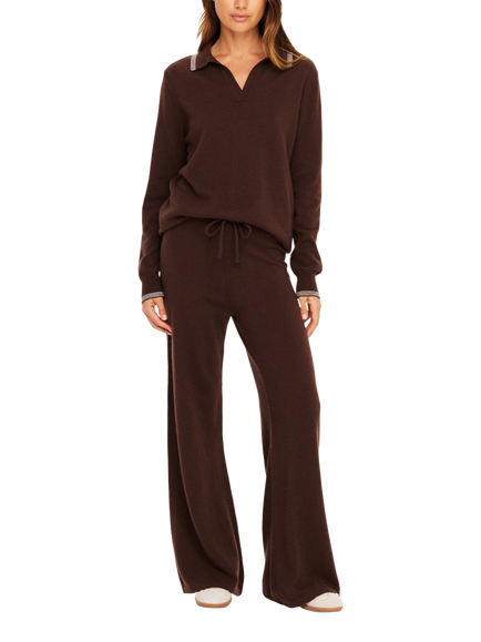 THE UPSIDE Coco Amelie Cashmere Blend Joggers, Brown - view 2, Brown