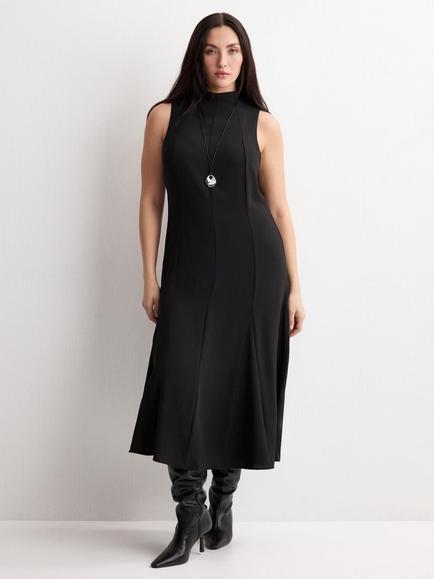 Mango Sleeveless High Neck Midi Dress, Black, Black