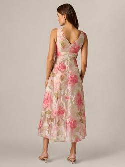 Adrianna Papell Cascade Organza Sleeveless Midi Dress, Multi - view 2, Multi