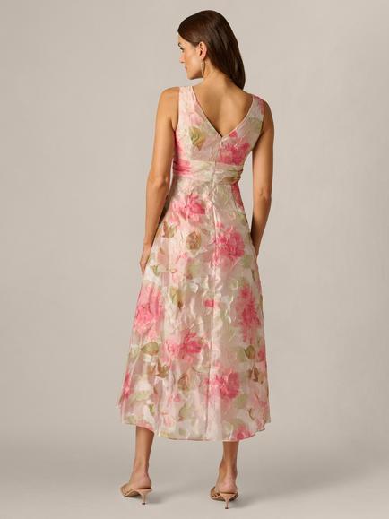Adrianna Papell Cascade Organza Sleeveless Midi Dress, Multi - view 2, Multi