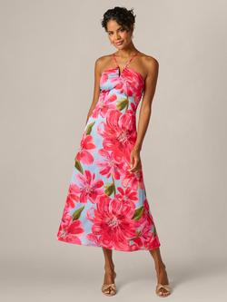 Adrianna Papell Floral Crepe Midi Dress, Blue/Multi, Blue/Multi