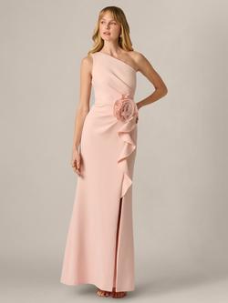 Adrianna Papell Petite Rosette Scuba Mermaid Dress, Blush Whisper, Blush Whisper