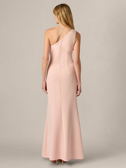 Adrianna Papell Petite Rosette Scuba Mermaid Dress, Blush Whisper - view 2, Blush Whisper