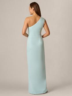Adrianna Papell One Shoulder Crepe Ruffle Maxi Dress, Clear Sky - view 2, Clear Sky
