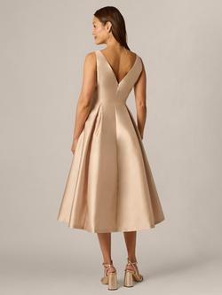 Adrianna Papell Mikado Sleeveless Tea Dress, Champagne - view 2, Champagne