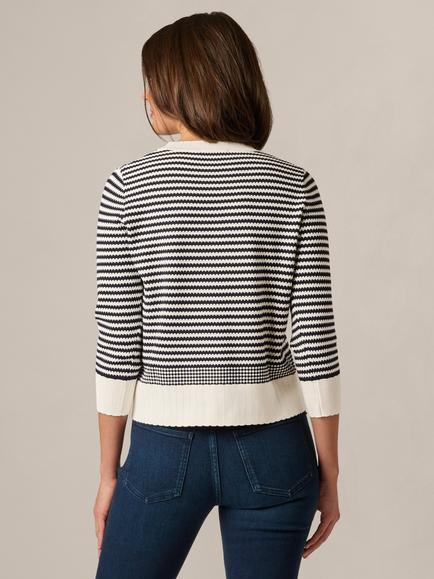 Adrianna Papell Round Neck Stripe Jumper, Ivory/Navy - view 2, Ivory/Navy